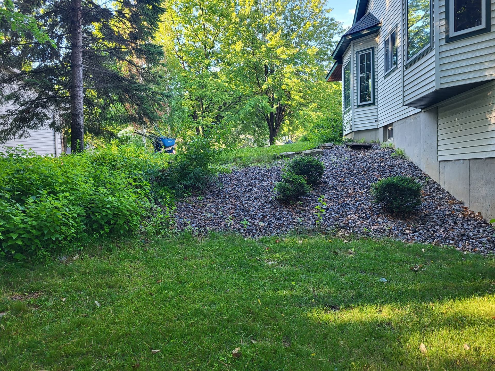 Gallery photos for Granite Steps, Gravel and Custom Planters Fix a Tricky Slope: Image #1
