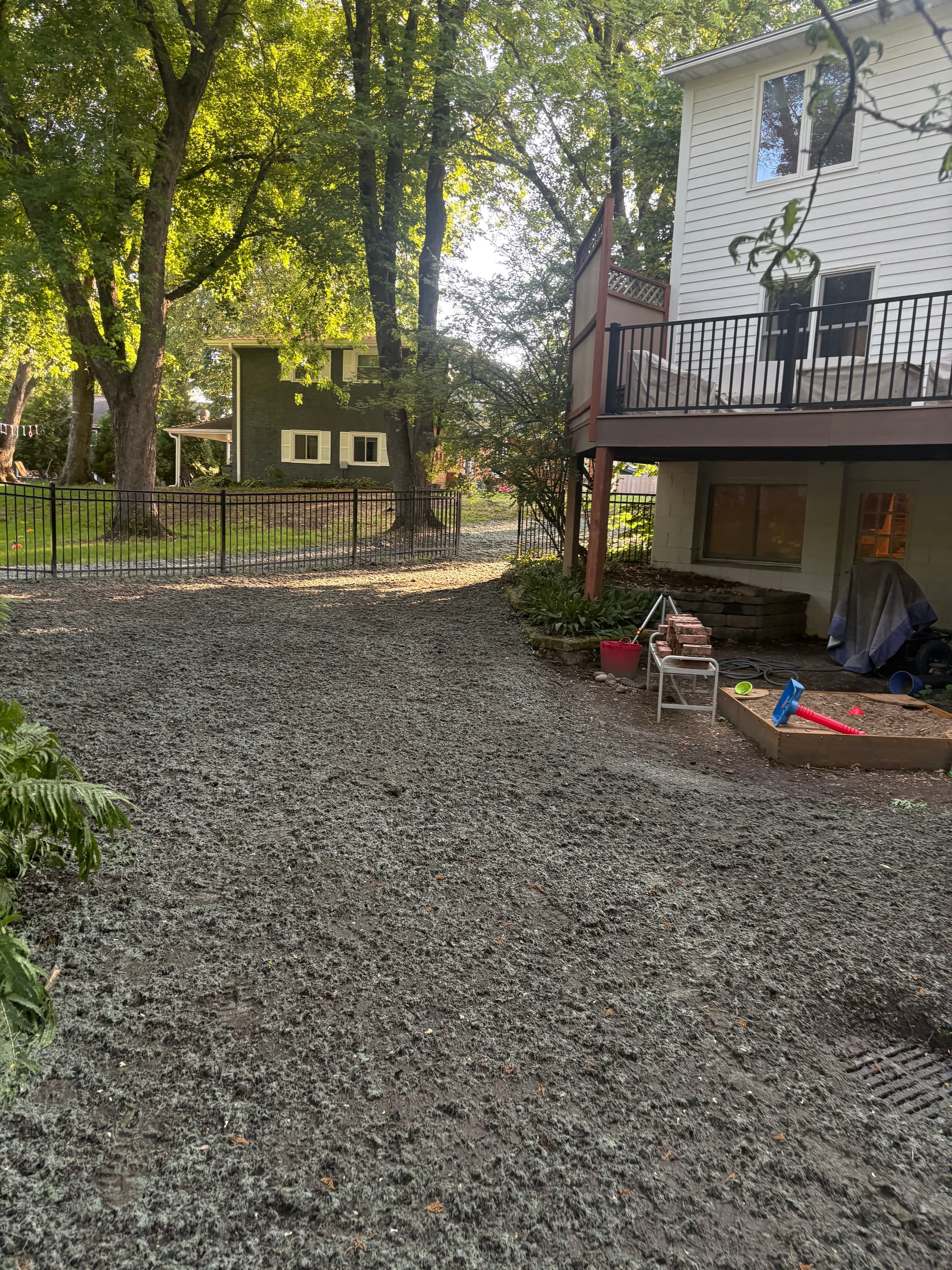 Gallery photos for French Drain Installation with Gravel and Hydroseeding Finish: Image #4