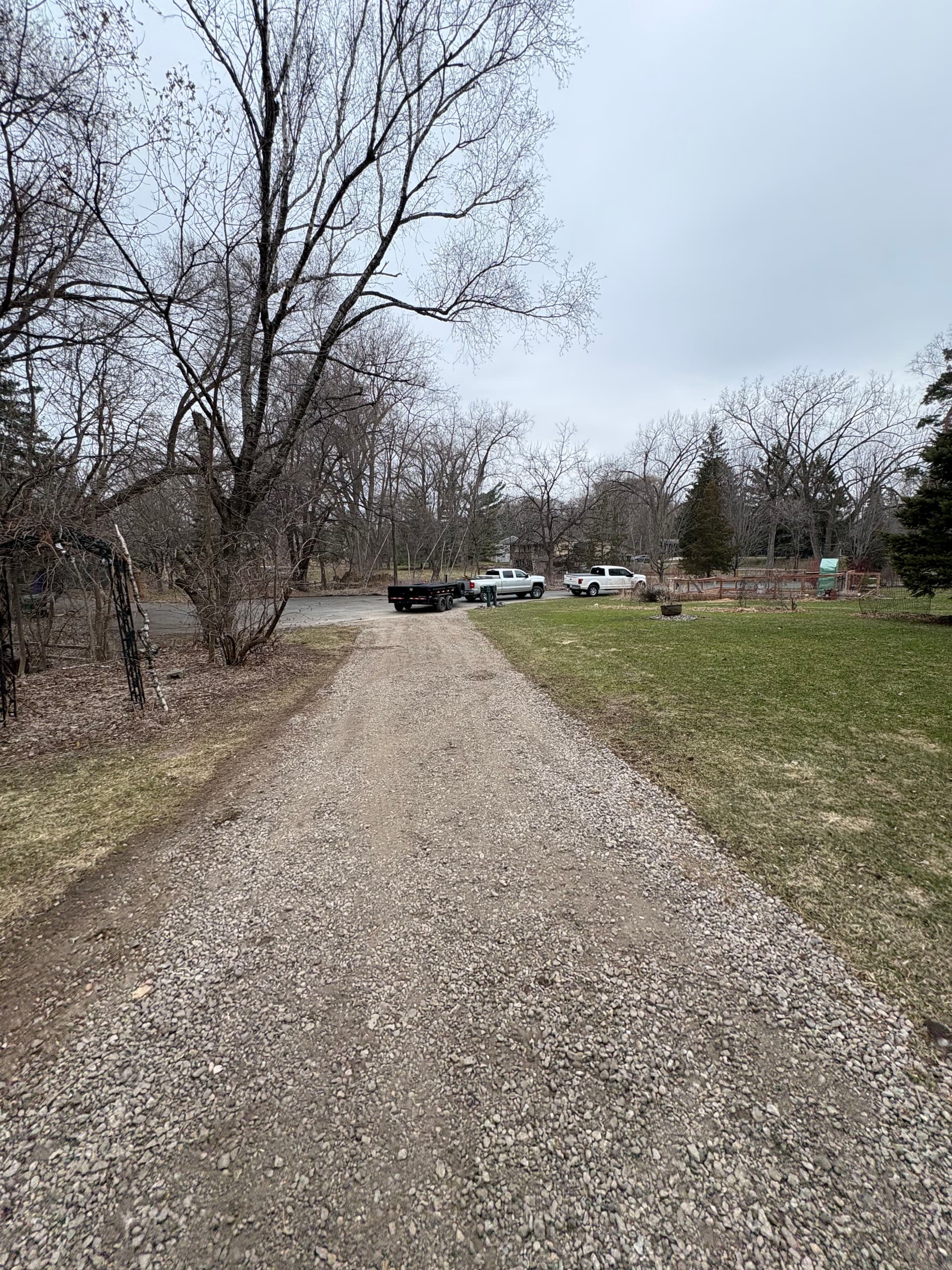 Gallery photos for Gravel Driveway Regrade and Hardwood Mulch Path Install: Image #1