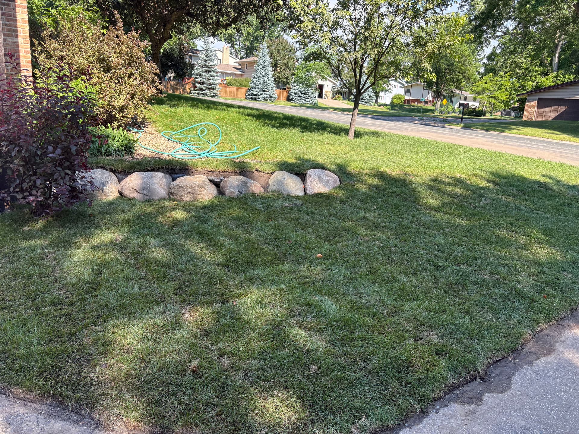 Gallery photos for Fresh Sod and River Rock Give This Yard a Clean, Low-Maintenance Look: Image #1